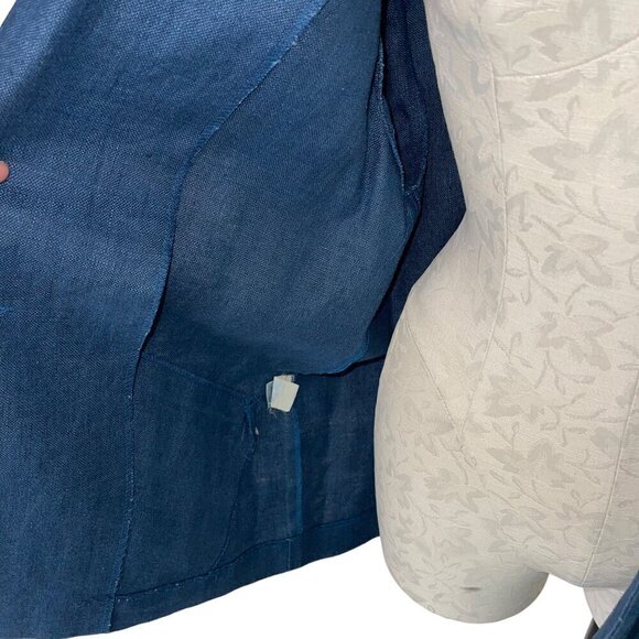 Finity Vintage 1980s Womens Blazer Size 12 Blue Pockets Pure Linen USA - Picture 4 of 10